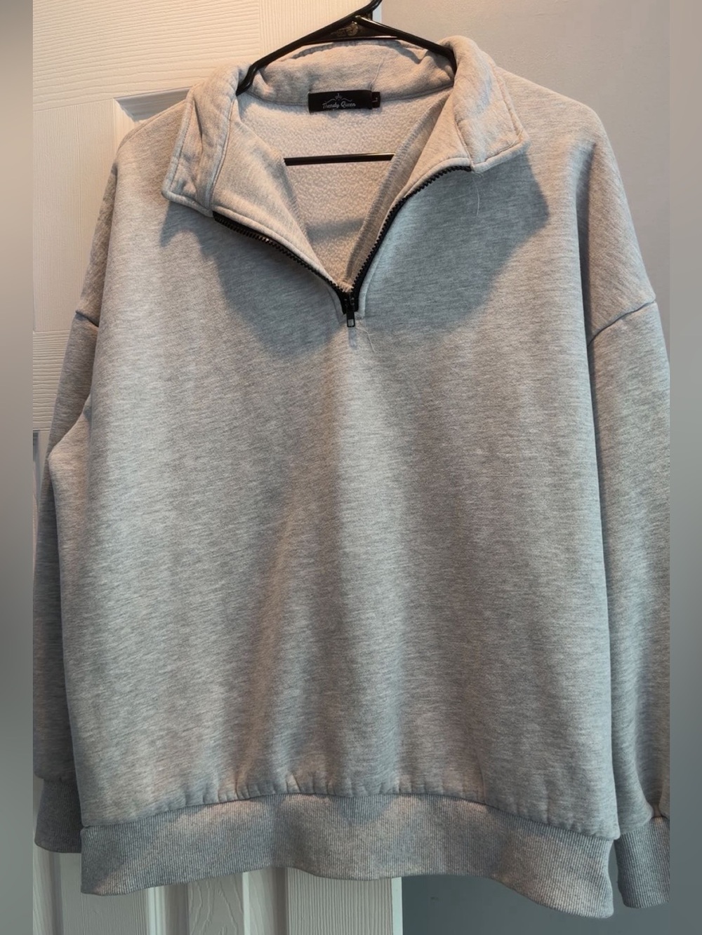 Quarter-Zip Women Sweater Pullover - Light Gray